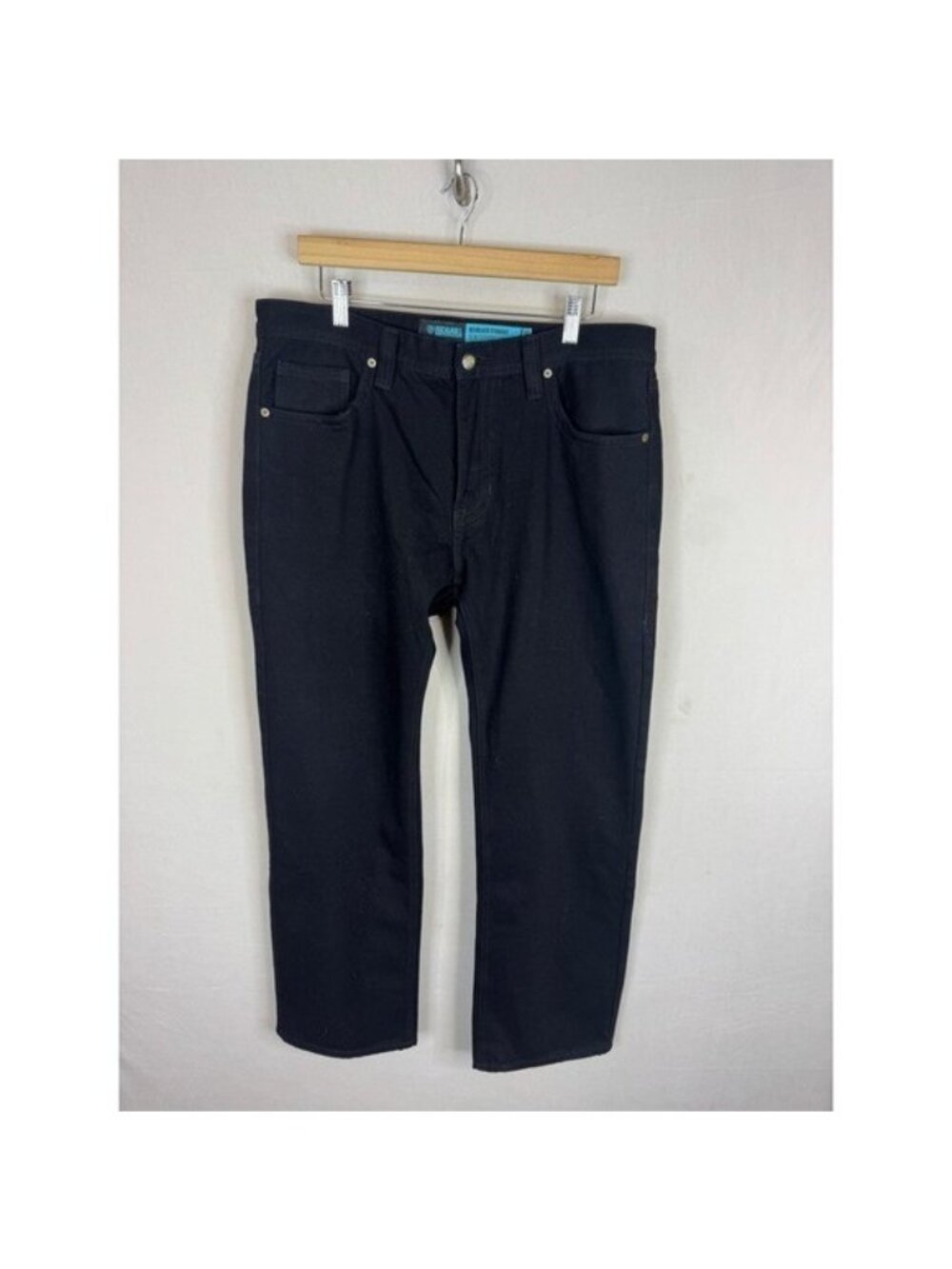 Rock & Roll Denim Mens Revolver Straight Slim Straight Leg Black Jeans 35x30